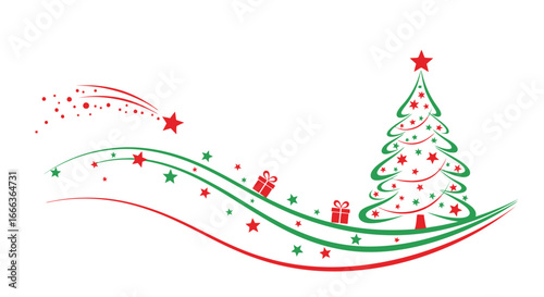 Festive Christmas tree and decorations for holiday celebration designs and greetings