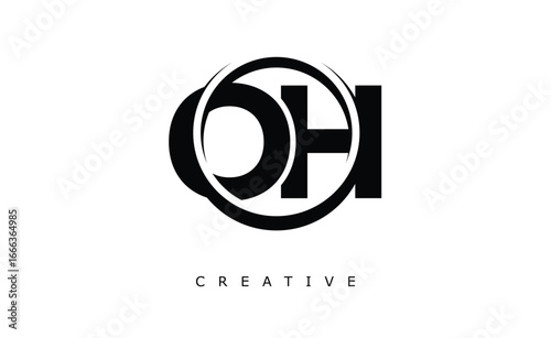 OH Letter Logo - Circular Monogram Emblem with Bold Minimal Design for Modern Branding