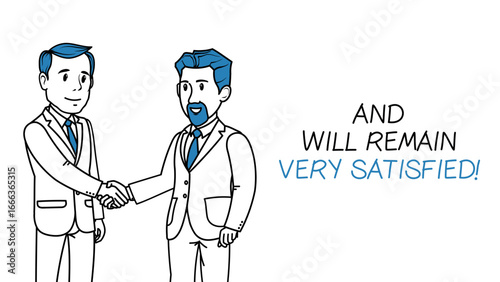 Vector Outline Illustration of Business Handshake in Whiteboard Sketch Style