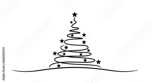 Minimalist Christmas tree design with stars evokes holiday cheer and festive season