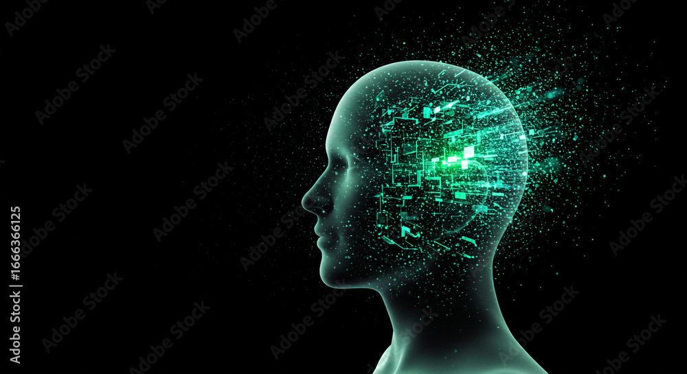 Obraz premium Human head with digital circuit thoughts representing artificial intelligence and innovation