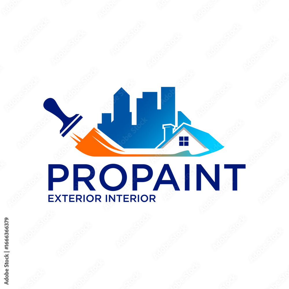 Fototapeta premium Home House Paint Painting Company Service IInterior Exterior Logo Template Vector
