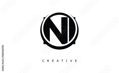 NI Letter Logo - Circular Monogram Emblem with Bold Minimal Design for Modern Branding