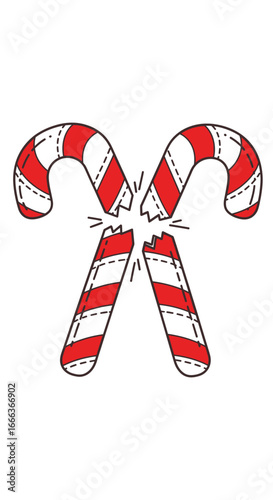 Vector art of broken christmas candy cane