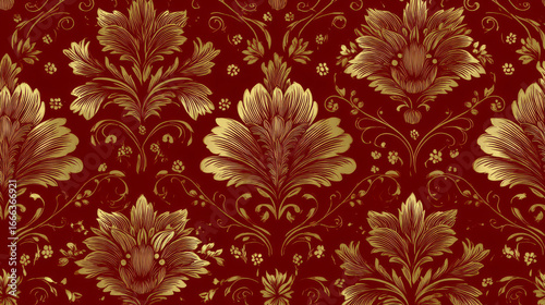 Wallpaper Mural Seamless burgundy and gold background with elegant decorative pattern Torontodigital.ca
