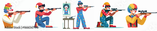 clown character vector is shooting