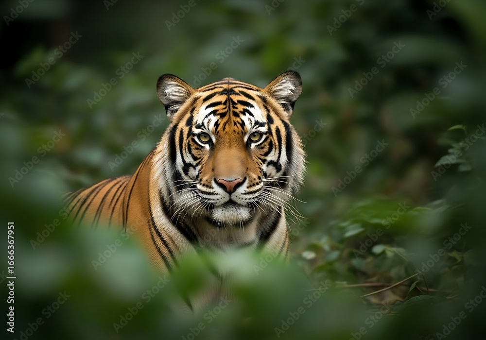 Obraz premium Tiger in forest, close-up