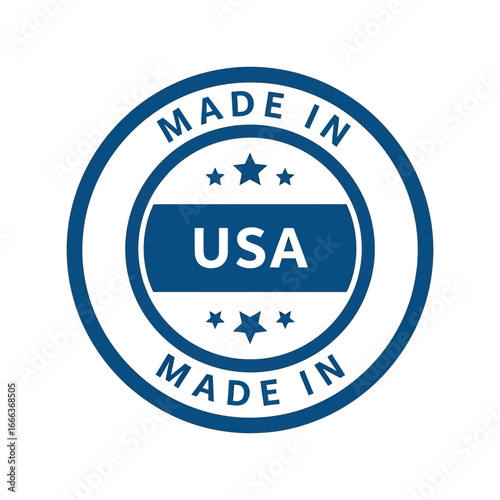 Usa made emblem circle stamp seal with stars indicating american origin and quality manufacturing vector