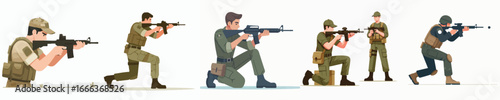 vector of soldiers shooting