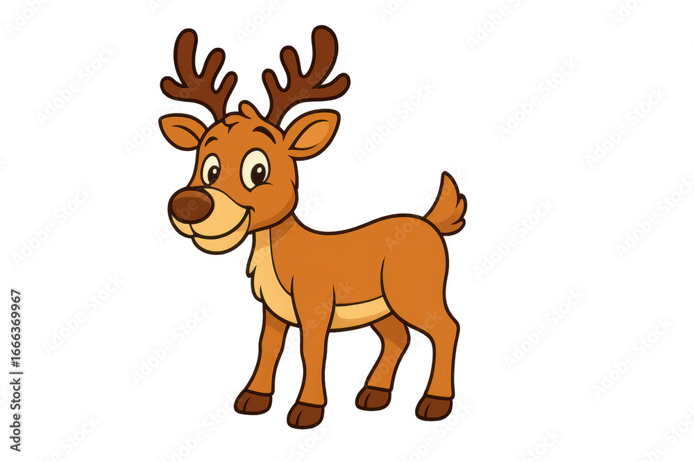 Obraz premium Cute cartoon reindeer smiling on transparent background