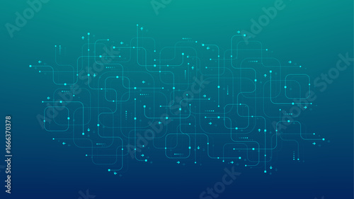AI circuit board abstract background with chip and circuit components. Creative innovation idea AI banner for internet technology, poster, cover, banner, header, web presentation Digital motherboard