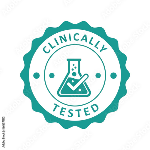 Clinically tested seal of approval for medical scientific research and quality assurance vector