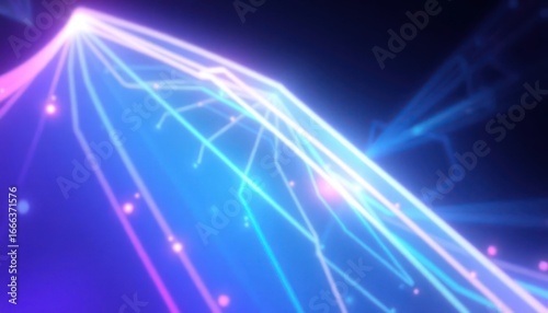 Abstract blue and purple glowing lines symbolize data flow and digital connectivity  ideal for technology  communication  and futuristic concepts.