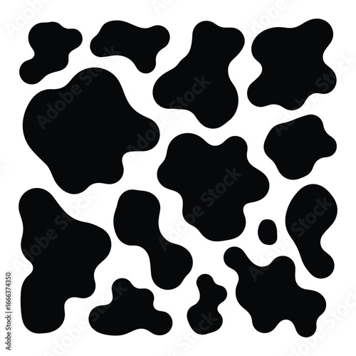 Black and white holstein cow spots pattern seamless background texture vector