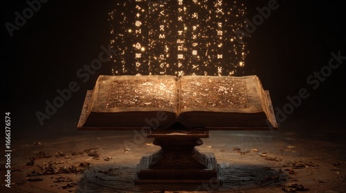Ancient book with magical letters