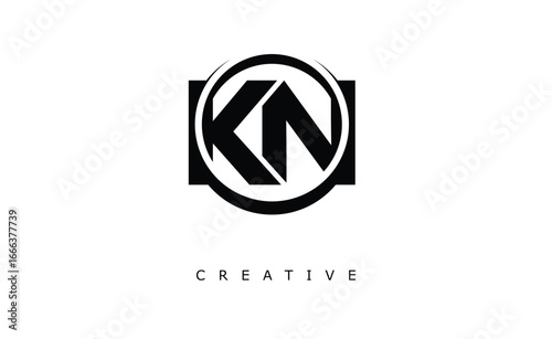 KN Letter Logo - Circular Monogram Emblem with Bold Minimal Design for Modern Branding