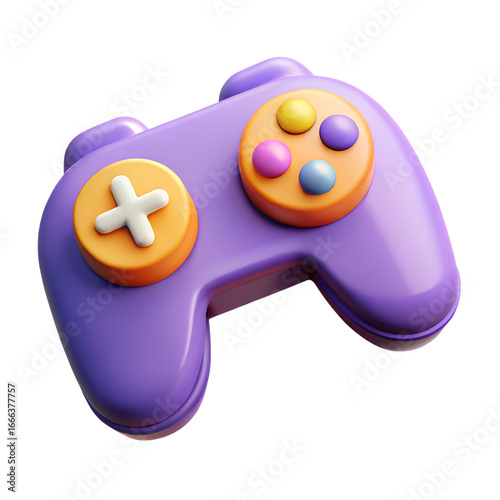 Vibrant 3D Gaming Controller – Minimalist Digital Art in Purple and Orange