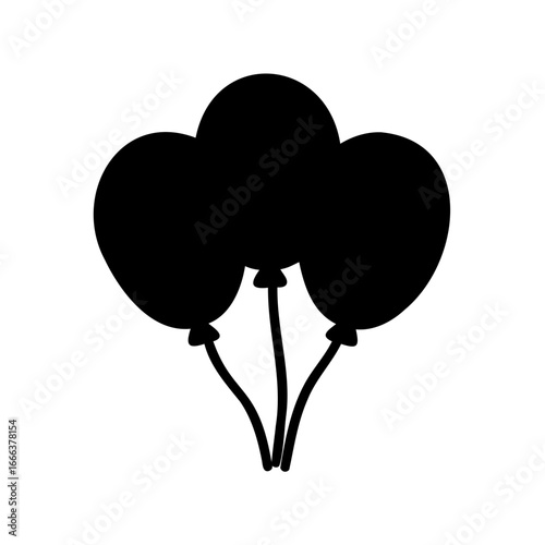 A celebratory bunch of three balloons for birthday or party events