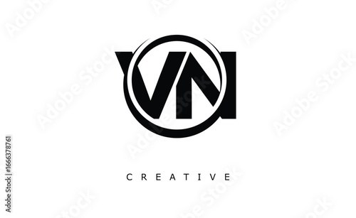 VN Letter Logo - Circular Monogram Emblem with Bold Minimal Design for Modern Branding