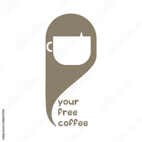 Minimalist coffee logo in olive color. Creative vector design with a coffee cup integrated into abstract shape. Suitable for branding, cafes, packaging, or business identity