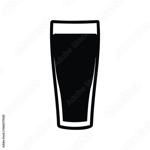 A minimalist black and white image of a filled pint glass vector