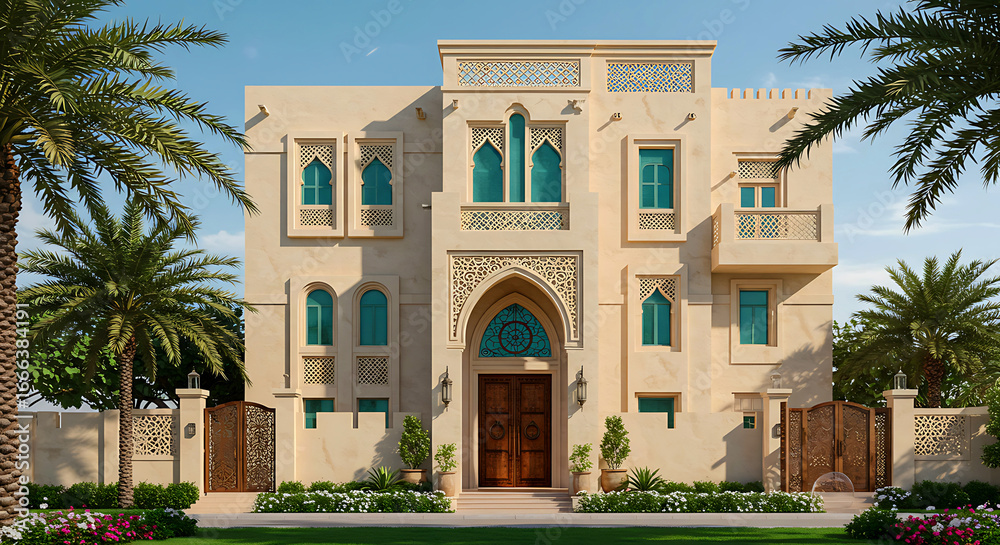 Fototapeta premium Charming luxury property exterior with elegant design