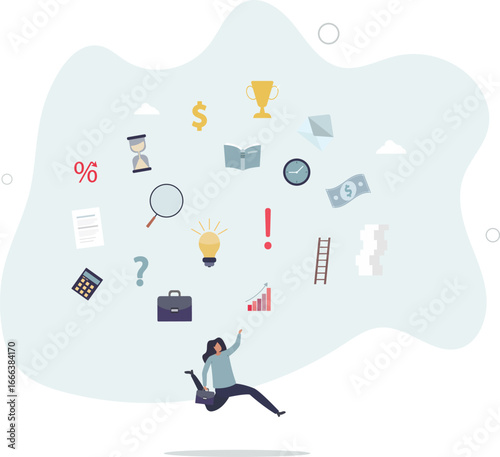 Information overload, excess distraction or overworked, overwhelmed data consume, problem with schedule or workload concept.life and employment of people.