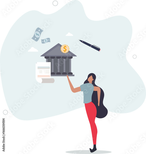 Obligation, debt or bank loan responsible to pay back with interest rate, legal money credit or borrowing document with signature concept.life and employment of people.