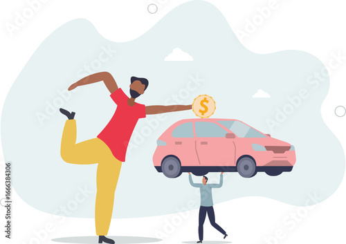 Car leasing or car loan, borrow money to buy new car, rental or auto maintenance cost, debt, purchase or buy new vehicle concept.life and employment of people.