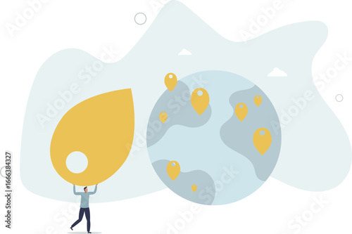 Global business expansion, open company branches, franchise in new location to cover all continent, growing business worldwide concept.life and employment of people.