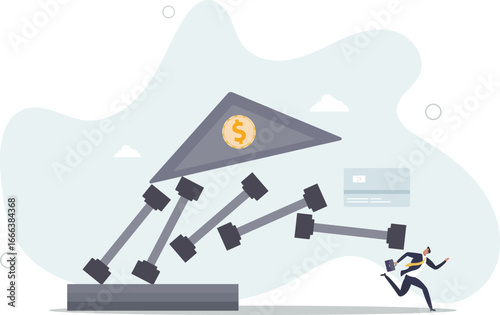 Banking collapse or bank run, financial crisis or bankruptcy problem, stock market crash or credit risk, failure or investment failure concept.life and employment of people.