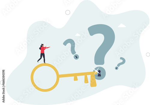 Key to unlock answer for problem and questions, solution or reason to solve problem, wisdom or understanding concept.life and employment of people.