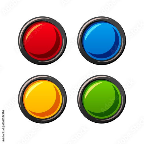 Set of round push button vector isolated illustration