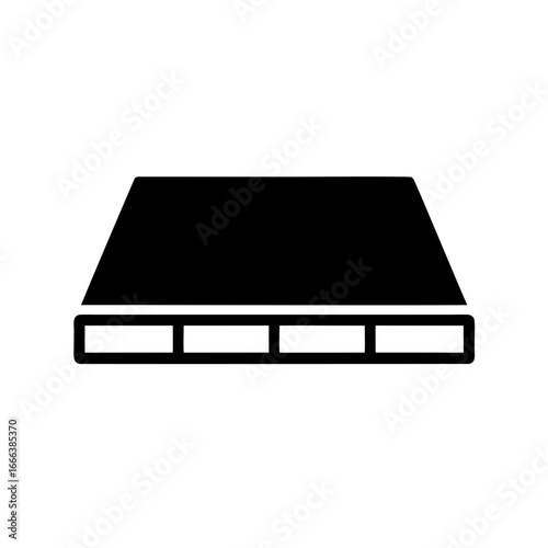 Stylized black server system component icon with distinct modular compartments