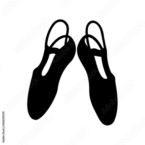 Black silhouette of women's slingback shoes on a white background style icon