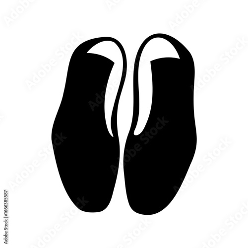 Black silhouette of a pair of slippers against a white background illustration