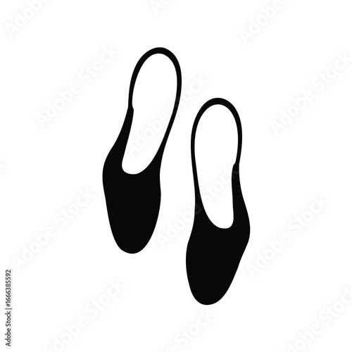 Minimalist illustration of two black slingback shoes on a white background