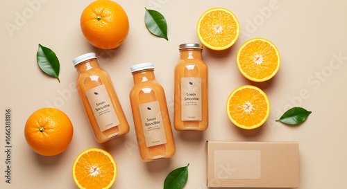 Top-down shot featuring a fresh juice product with natural, vibrant ingredients