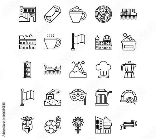 Italy Line Vector Icons