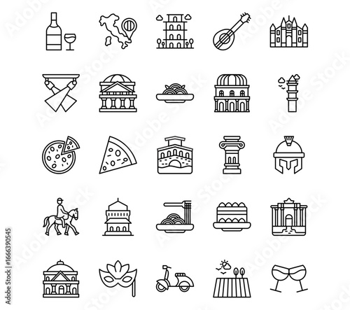 Italy Line Vector Icons
