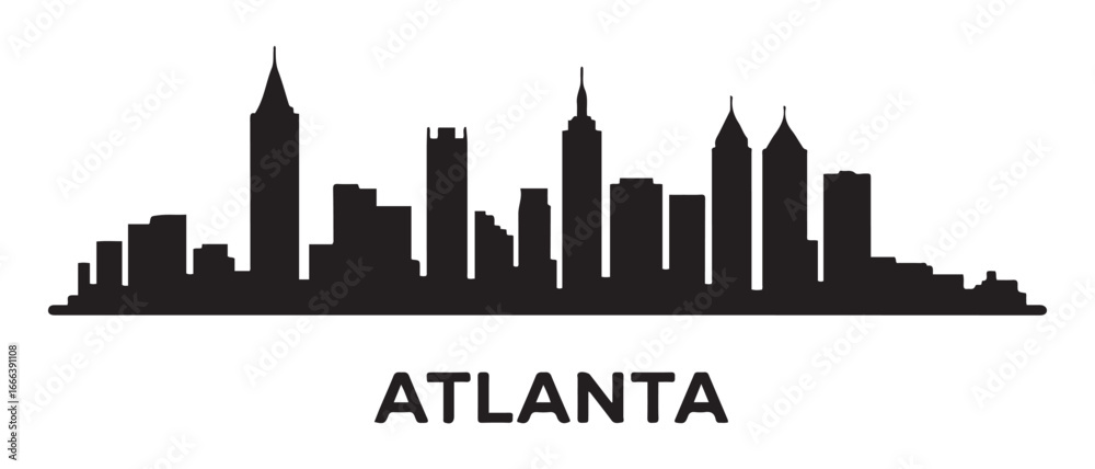 Fototapeta premium ATLANTA GEORGIA City Skyline Silhouette Cityscape Vector. Vector black silhouette. with white background