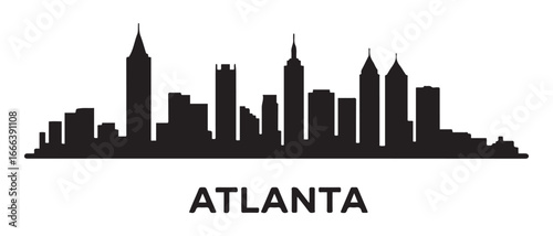 ATLANTA GEORGIA City Skyline Silhouette Cityscape Vector. Vector black silhouette. with white background