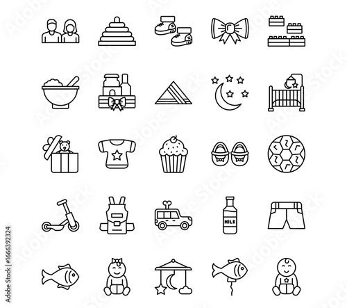 Baby Shower Line Vector Icons