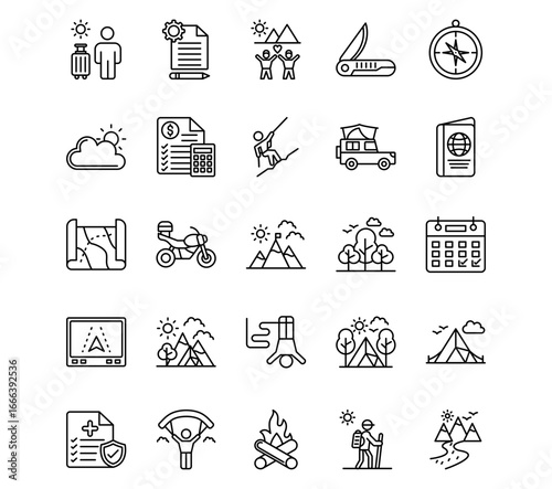 Adventure Line Vector Icons
