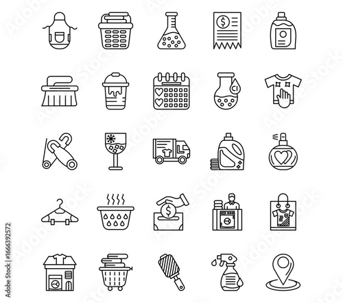 Laundry Line Vector Icons