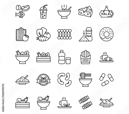 Nutrition Line Vector Icons