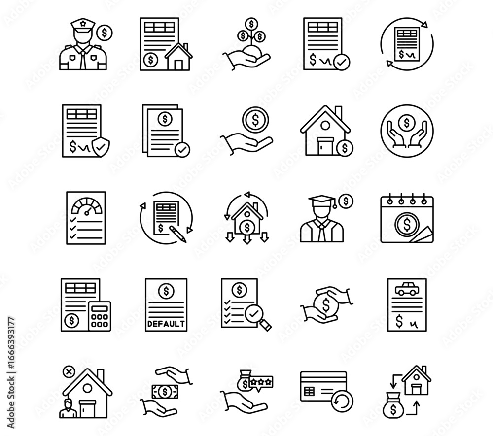 Fototapeta premium Loan Line Vector Icons