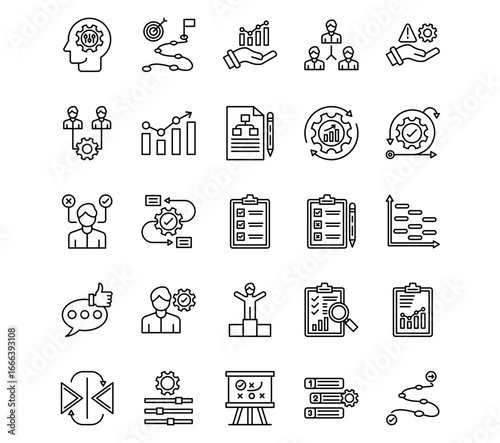 Action Plan Line Vector Icons