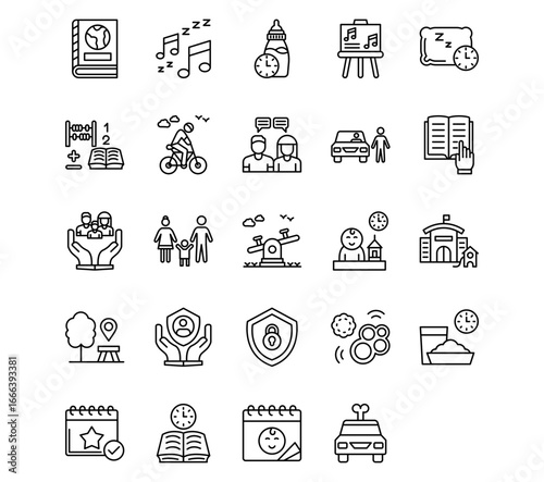 Daycare Line Vector Icons
