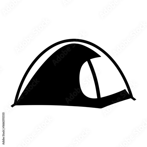 Simple minimalistic vector drawing of a camping tent with a door open